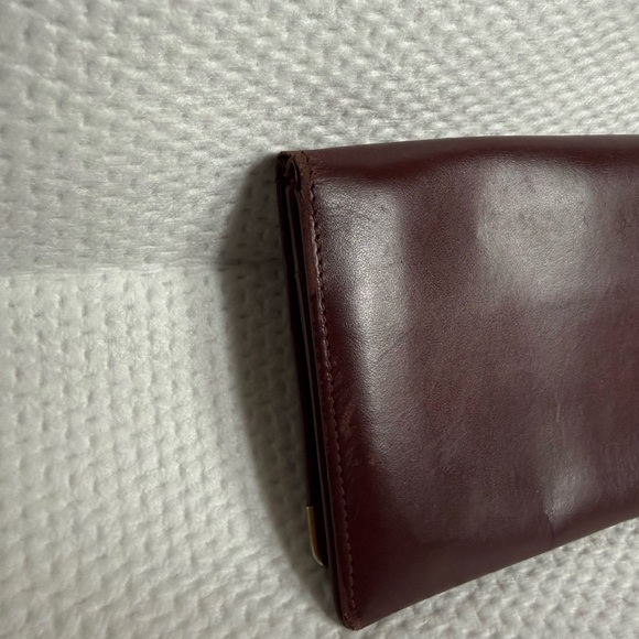 Cartier Burgundy Leather Long Wallet Gold Corner Hardware Vintage Authentic - Picture 5 of 8